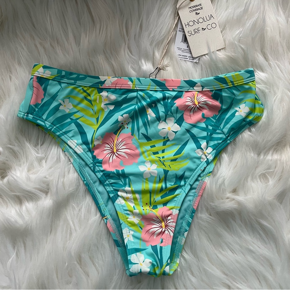 NWT Honolua Surf Co Reef Lihue Moderate Coverage Bottoms Tropical Floral Small